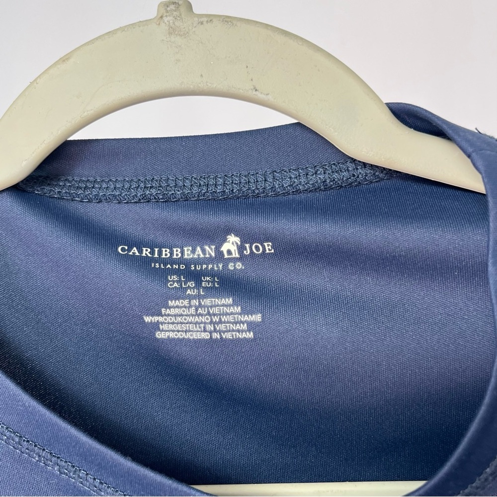 Caribbean Joe Navy Blue Quick Dry Short Sleeve T-Shirt sz Large - Picture 3 of 4